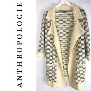 Anthropologie Ecote Long Cream Pattern Sweater M